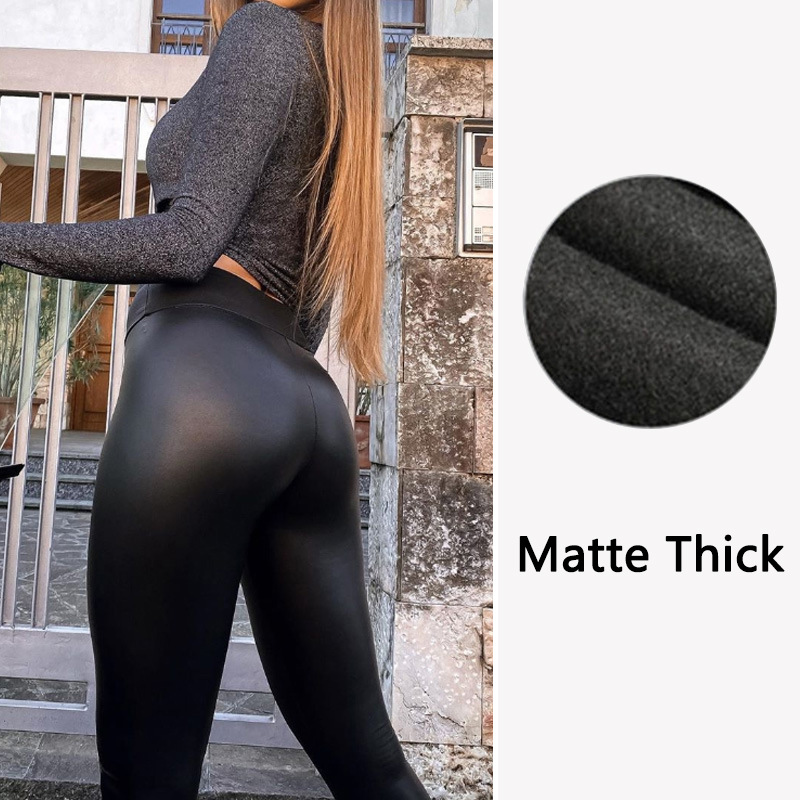 Damen-Leggings in Lederoptik mit hoher Taille