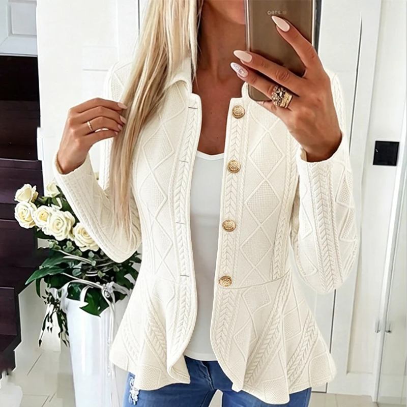 Taillierter Damen-Strickblazer mit Schößchen