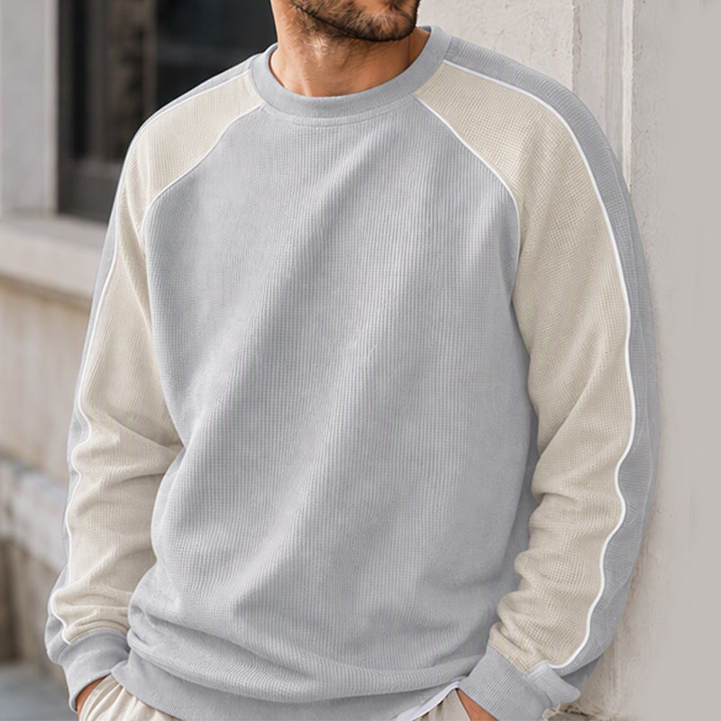 Herren-Sweatshirt mit Waffelstruktur und Kontrasteinsätzen
