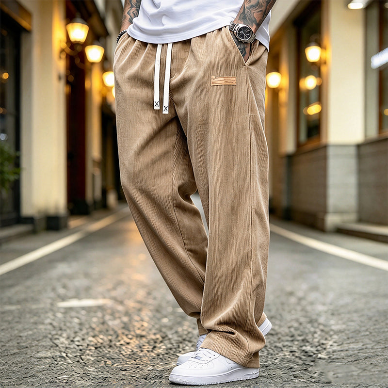 Herren-Cordhose mit geradem Bein und Kordelzug