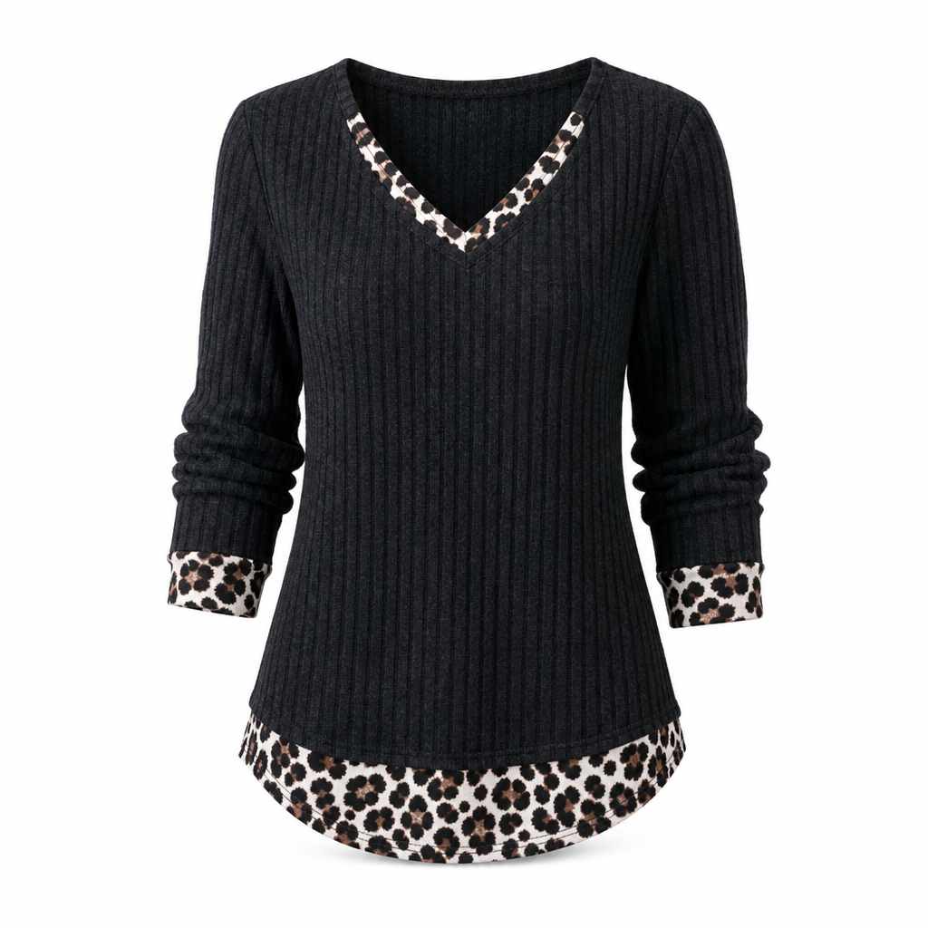 Kunst-Zweiteiliger, geschichteter Strickpullover, lässiges Sweatshirt-Oberteil
