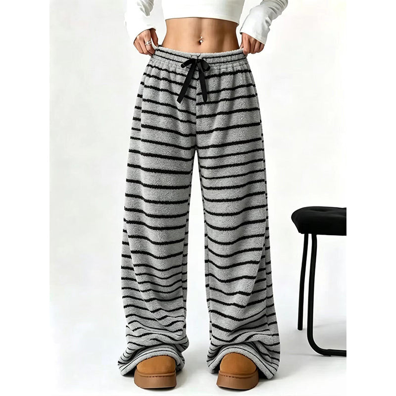 📢🎉50%Rabatt!!!🛍️✨Damen Doppelwandige Plüsch Streifen Weitbeinhosen