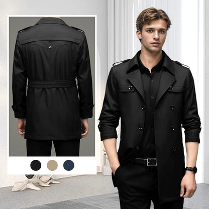 Herren-Kurzmantel im Trenchcoat-Stil mit zweireihiger Knopfleiste