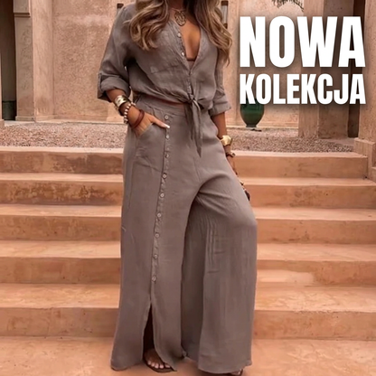 🍃Dámský elegantní jednobarevný dvoudílný komplet🔥