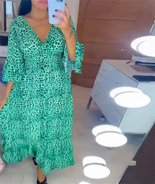 💖Bavlněné šaty s leopardím potiskem