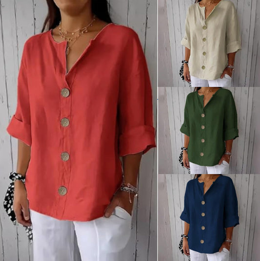 🔥【S-4XL】👚Lehká dámská blůza na knoflíky