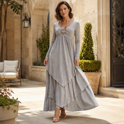 Bestseller🏆👗 Midi šaty ve stylu „layer-on-layer“ s detailem ve tvaru srdce – lichotivý střih do A a vzdušná látka, ideální na cestování nebo slavnostní příležitosti