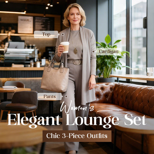 Damen-Set, 3-teilig – langer Cardigan, Oberteil & weite Hose
