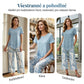 👗 Dámský 2-dílný set – asymetrický tunikový top a široké kalhoty z polyesteru