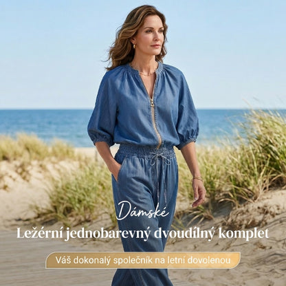 👚 👖 Dámská jednobarevná tepláková souprava 2v1✨