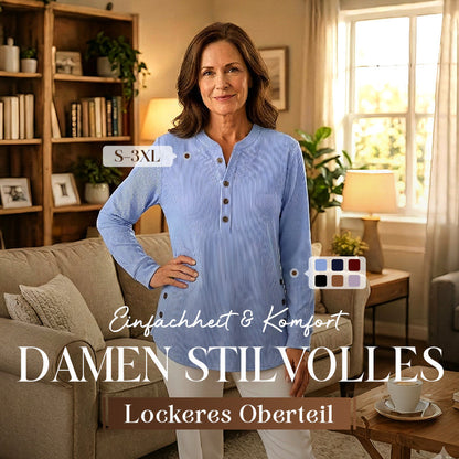 👔 🔥Damen Cordbluse mit Henley-Ausschnitt——Ihr Allrounder für jeden Anlass