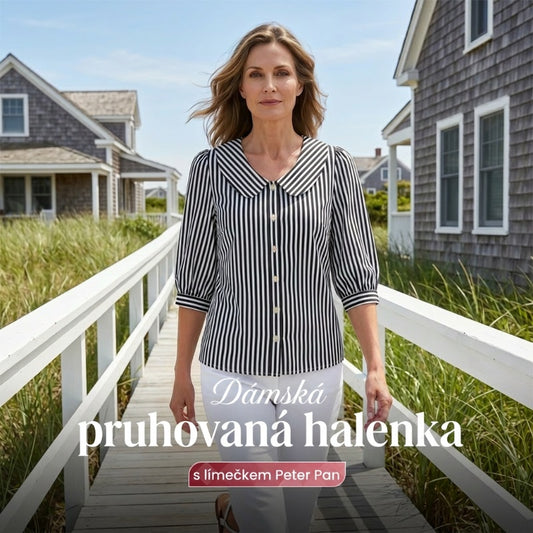 🔥Letní dojíždějící pruhovaná košile na knoflíky