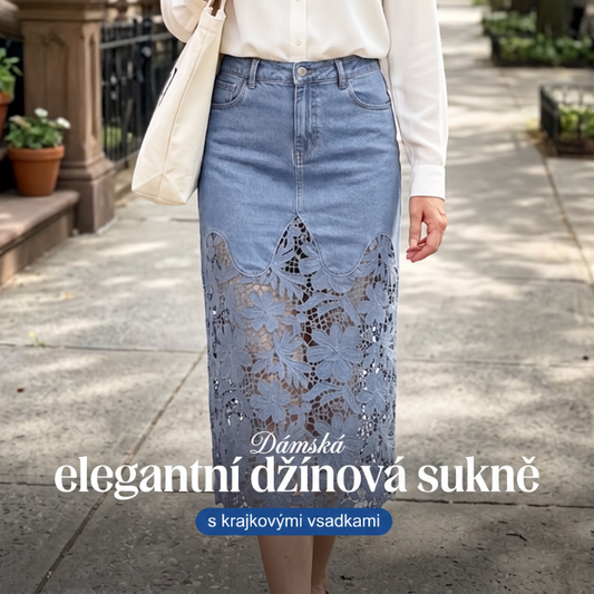 Dámská džínová bodycon sukně s krajkovým lemem💙