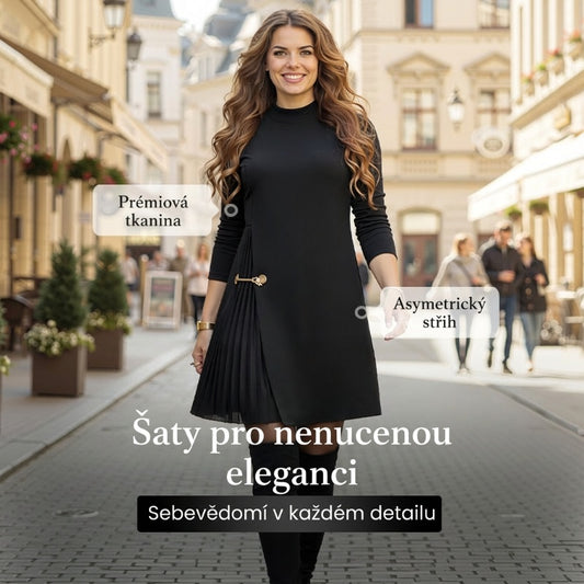 💝Novoroční akce 60% sleva💝Elegantní šaty s dlouhými rukávy a řaseným panelem