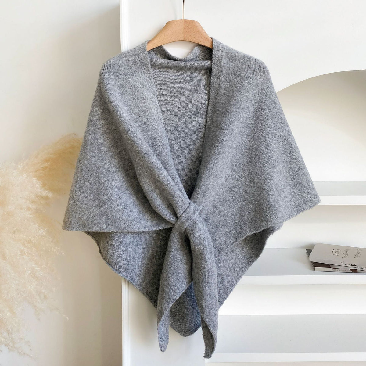 Einfarbiger Strickschal aus Acryl, Polyester und Wolle