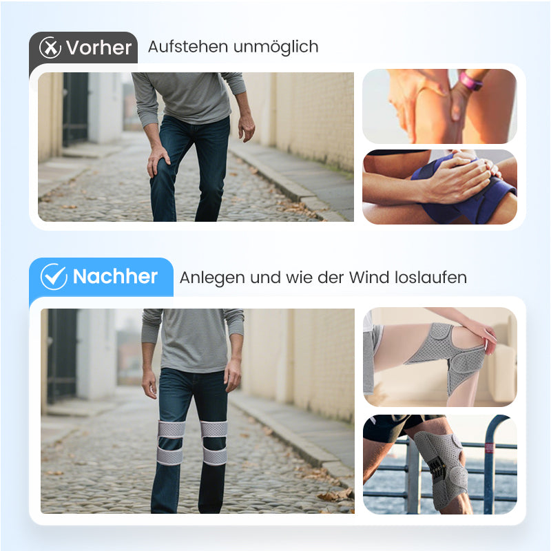 Verstellbare Kniebandage mit Klettverschluss und Federn
