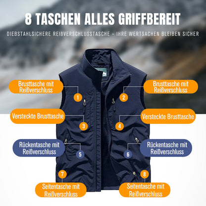 ⏰Zeitlich begrenzter Verkauf – 49 % RABATT🔥🧥 Herren Oversized Ärmellose Westenjacke mit Taschen