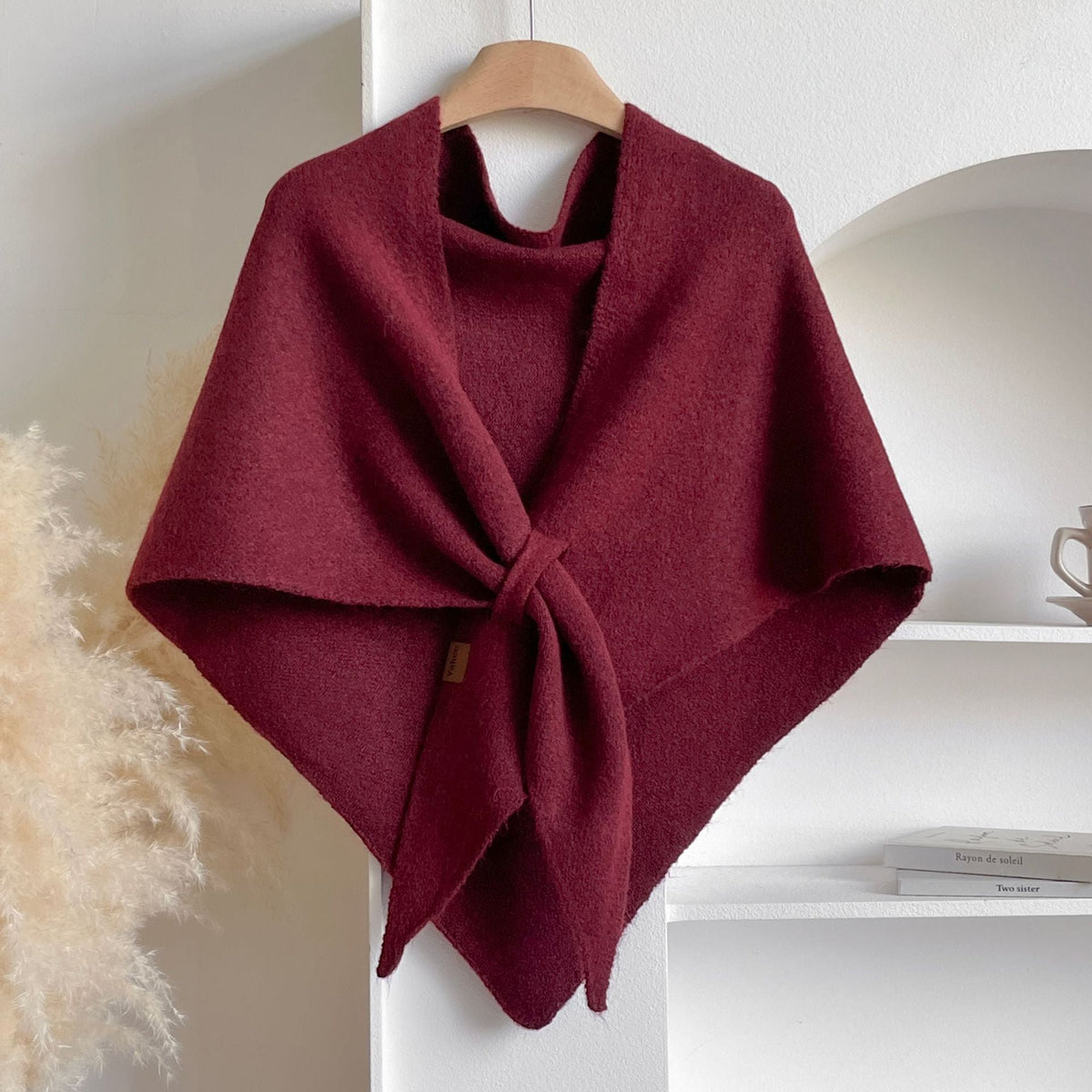 Einfarbiger Strickschal aus Acryl, Polyester und Wolle