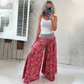 👗Elastické kalhoty v pase s etnickým potiskem