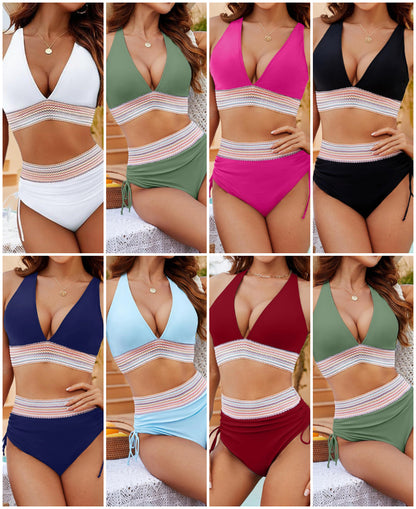 👙Barevné bikiny s vysokým pasem pro kontrolu břicha🏖️