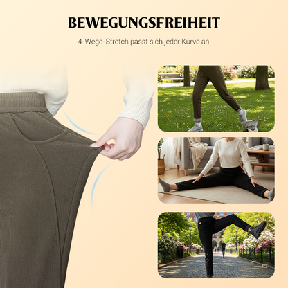 Gefütterte Damenhose in Cordoptik mit hohem Bund