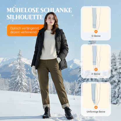 Gefütterte Damenhose in Cordoptik mit hohem Bund