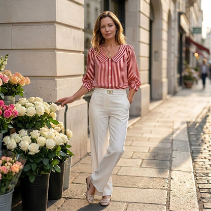 🔥Letní dojíždějící pruhovaná košile na knoflíky