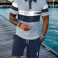 🔥Pánský krátkorukávový casual set, letní plážová móda sportovní oblečení, kostkovaný vzor, přiléhavý střih, nad kolena