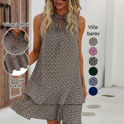 👗💕Dámské šaty s mašlí a geometrickým vzorem