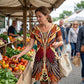 Rochie cu mânecă scurtă cu flori pentru femei