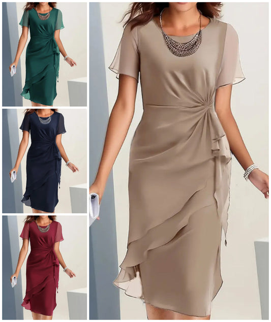 Módní elegantní jednobarevné šaty