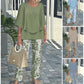 💐Sada kalhot s potiskem a topu s kulatým výstřihem