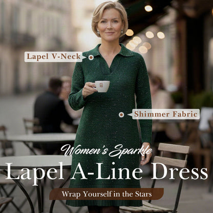 Dámské krátké šaty Sparkle Lapel A-Line | Elegantní a třpytivé
