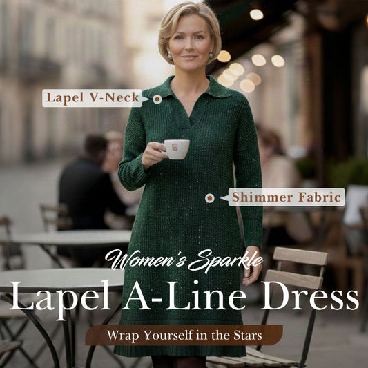 Dámské krátké šaty Sparkle Lapel A-Line | Elegantní a třpytivé