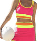 🔥🎁Novinka: 50% SLEVA🔥🌼 Třídílné sportovní bikiny z nylonu s barevnými bloky – vysoký pas se zeštíhlujícím efektem na břicho 👙