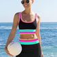 🔥🎁Novinka: 50% SLEVA🔥🌼 Třídílné sportovní bikiny z nylonu s barevnými bloky – vysoký pas se zeštíhlujícím efektem na břicho 👙