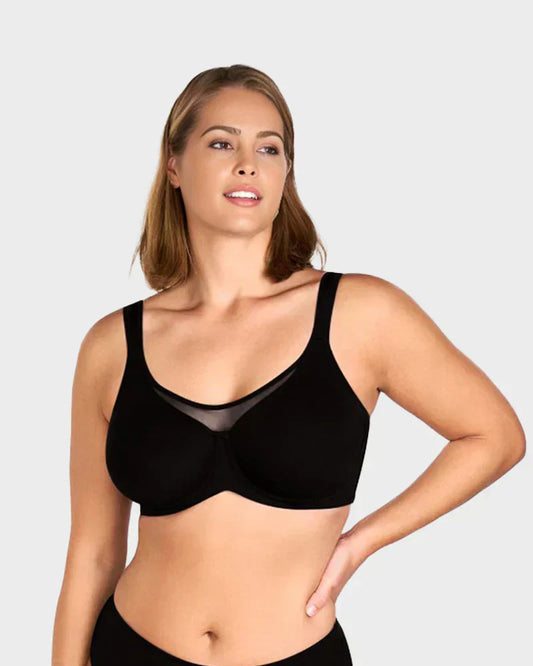 🏆 💐Dámská Elegantní Průsvitná Plná Podpora Plus Size Podprsenka