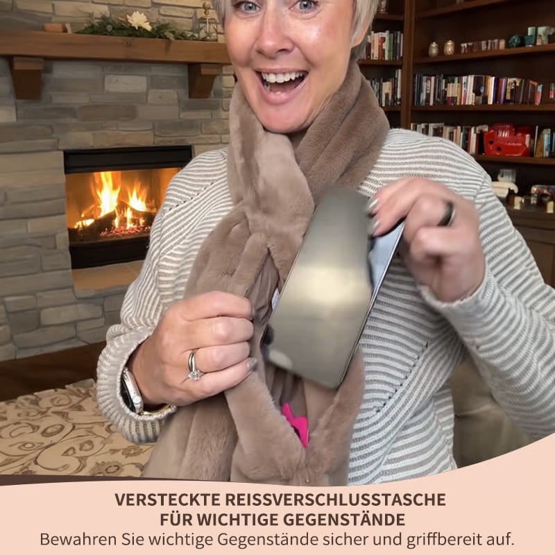 Kunstfell-Durchziehschal mit versteckter Reißverschlusstasche