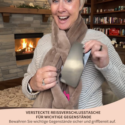 Kunstfell-Durchziehschal mit versteckter Reißverschlusstasche
