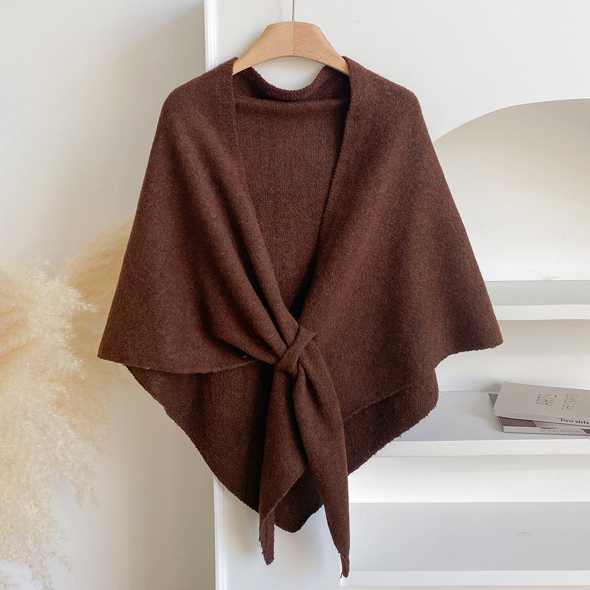 Einfarbiger Strickschal aus Acryl, Polyester und Wolle