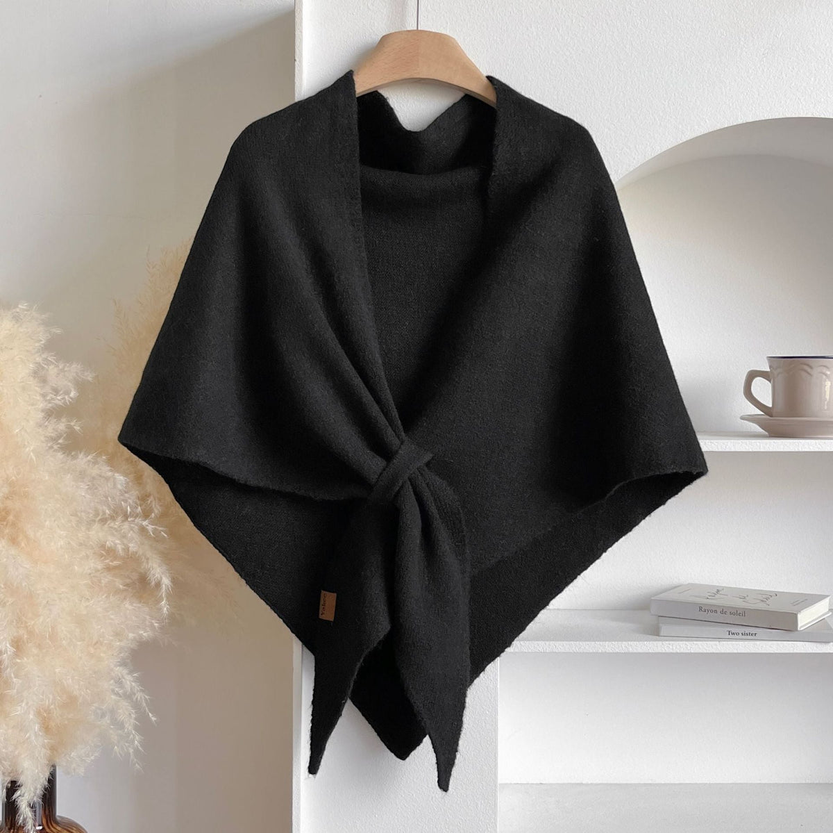 Einfarbiger Strickschal aus Acryl, Polyester und Wolle