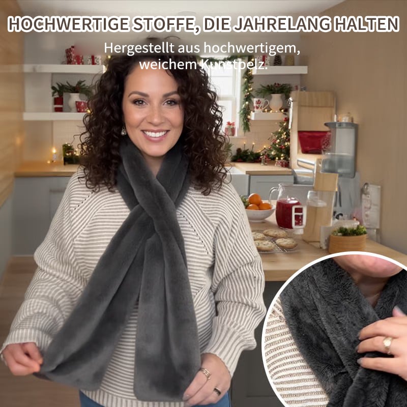Kunstfell-Durchziehschal mit versteckter Reißverschlusstasche
