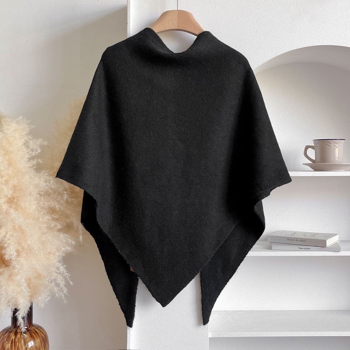 Einfarbiger Strickschal aus Acryl, Polyester und Wolle