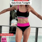 🔥🎁Novinka: 50% SLEVA🔥🌼 Třídílné sportovní bikiny z nylonu s barevnými bloky – vysoký pas se zeštíhlujícím efektem na břicho 👙
