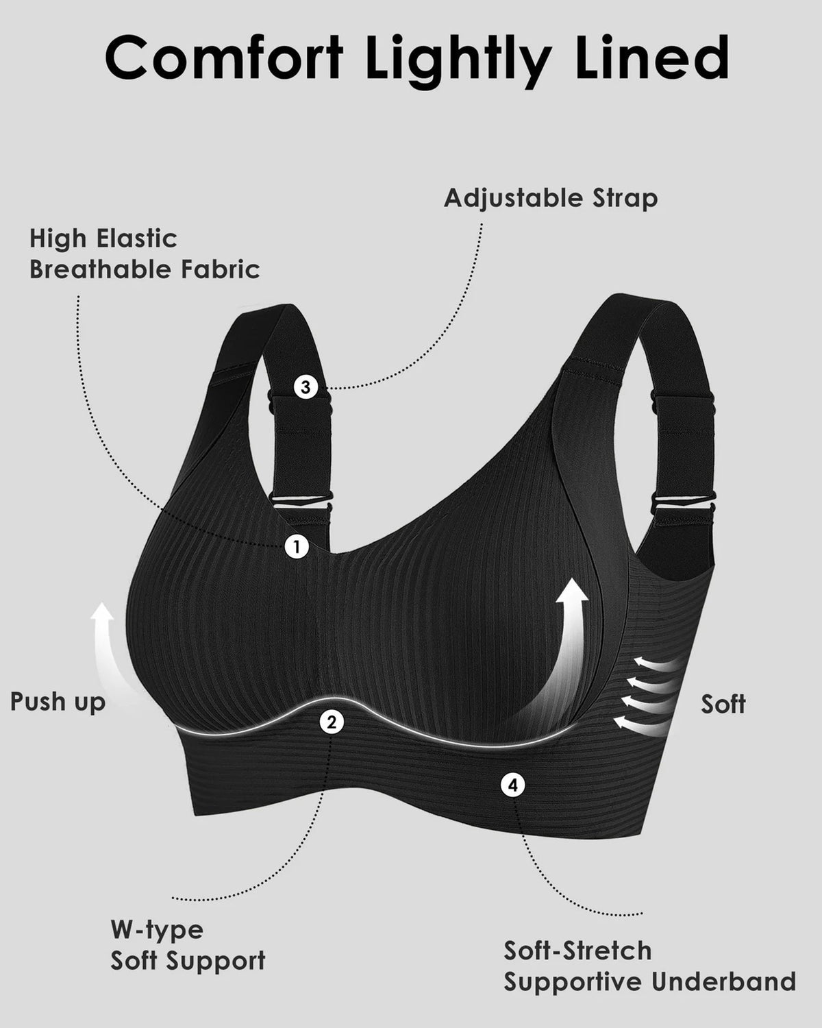 🔥 50% Rabatt für begrenzte Zeit💕Gerippter Push-up-BH für Frauen, verstellbar, kabellos