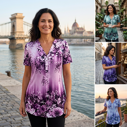 🌸 ČASOVĚ OMEZENÁ SLEVA 50%! ✨ Dámské květinové tričko s krátkým rukávem – měkké, prodyšné a univerzální volný střih 👕