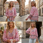 🌺Dámské módní tričko srdcovitým V-výstřihem a potiskem | Dlouhé rukávy, měkké a prodyšné | S–5XL