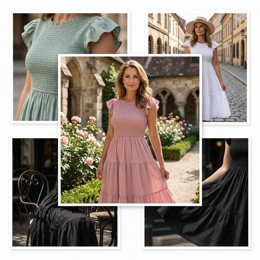 🔥Dámské letní ležérní třepetavé krátké midi šaty