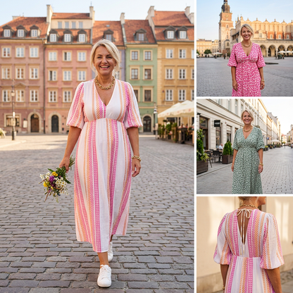 💃Dámské šaty s V-výstřihem a potiskem