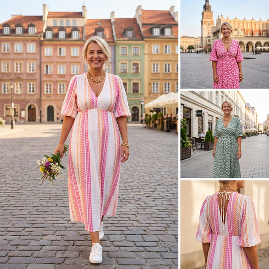 💃Dámské šaty s V-výstřihem a potiskem